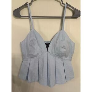 Forever 21 Light Blue Corset Peplum Top | Structured Bustier Cami | Size Small